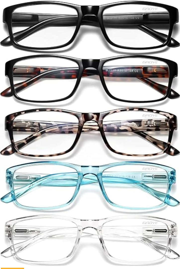 Gaoye Professional Reading Glasses for All Day - Computer Readers with Blue Light Protection - Value Pack, +2.0