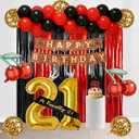 Sweet & Spicy Leopard Print Birthday Balloon Set 21st Party Decor for Girls, Cherry Leopard Balloons, Banner, Sash & Cake Decorations, Sexy Stylish Setup for Girls and Women(YELLOW)