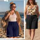 Evervibe 3 Pack Women's Plus Size Bermuda Shorts, Drawstring Elastic Waist Bermuda Active Summer Casual Shorts with Pockets (XXL)