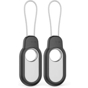 2 Pack Compatible with Samsung Galaxy Smart Tag 2 Case TUDIOW Secure Holder with Wire Cable Lock for Smart Tag 2 Anti-Lost Protective Cover for Samsung Galaxy SmartTag 2 (Black+Black)