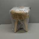 Cpintltr Round Ottoman Footstool Foot Stool Pouf Ottomans with Solid Wood Legs Hand Weave Hyacinth Footrest Step Stool for Living Room Balcony Garden Natural Hyacinth Seagrass