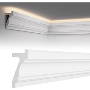 10 Pack 39.37"(Total 32.8 Ft) Ceiling Crown Molding with LED Duct Kit White Decorative Crown Moulding Trim for Seamless Ambient Accent Lighting, Easy LED Trim Moulding Strip Installation