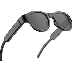 Smart Glasses for Kids, Polarized Sunglasses with Bluetooth Speaker, Athletic/Outdoor UV Protection and Voice Control, Kids Ages 6-12 (Grey Lens) (Black)