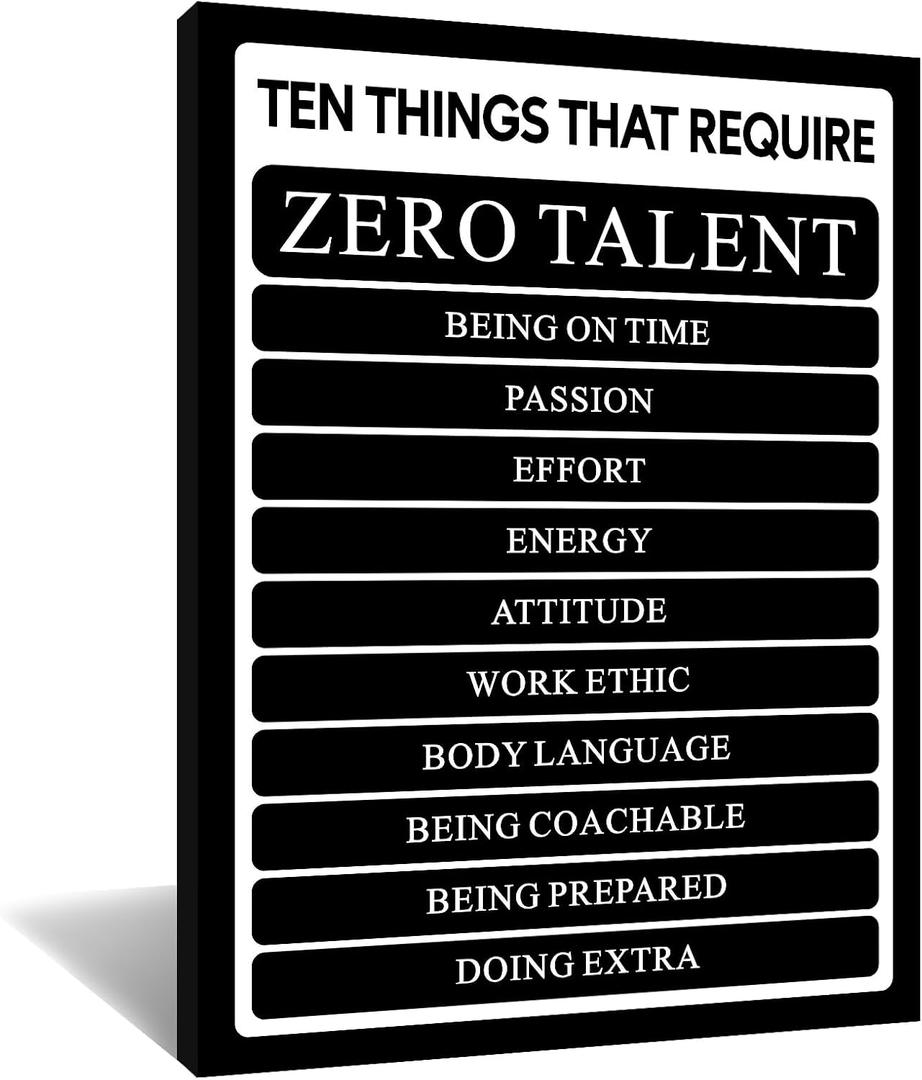 Motivational Canvas Wall Art Decor Inspirational Theme Picture Print Positive Affirmation Zero Talent Quotes Poster Artwork for Home Office Hallway Living Room Framed Ready to Hang [18''W x 24''H]