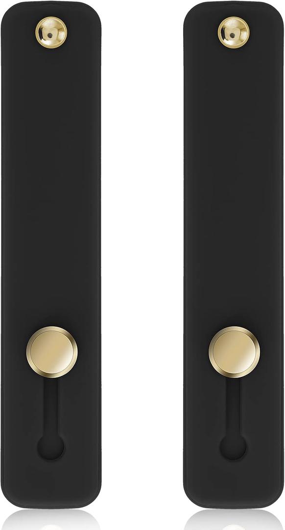 2Pcs Phone Loop Finger Holder, Silicone Phone Grip Phone Finger Strap Stand Universal Portable Finger Kickstand for Most Smartphones (2pcs-Black)