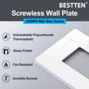 [20 Pack] BESTTEN 1 Gang Mid-Size Screwless Outlet Cover, Midway Decorative Wall Plate, USWP6 Gloss Snow White, Midsize H4.88" x W3.11"