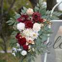 Faux Flower Swag Set of 2 for Wedding Welcome Signs Floral Swag Wedding Reception Ceremony Signs Decor (Red)