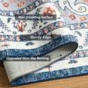 6x9 Washable Area Rugs, Large Non-Slip Vintage Rugs for Living Room, Low Pile Floral Distressed Indoor Rugs, Print Carpet Rug for Bedroom Kids Playroom Dining Room Decor, Blue/Beige