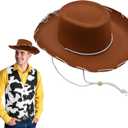 Nicky Bigs Novelties Adult Western Sheriff Costume Hat 1950's Style Adults Ranch Hat Men Women Cowgirl Cowboy Hats One Size (Brown)