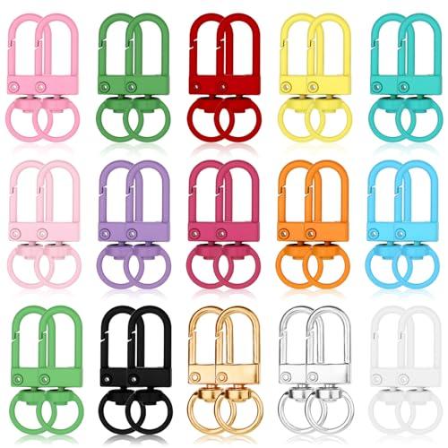 Ymapinc 30Pcs Small Lobster Claw Clasps, 32mm Colorful Metal Keychain Swivel Snap with Hooks Mini Buckle for Dog Tag Clip Bag Charm Clip Bag Charms Making,
