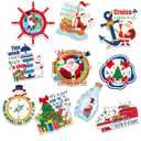 Xuhal 10 Pcs Christmas Cruise Magnets for Door Car Winter Holidays Magnetic Stickers Cruise Decor Funny Boat Anchor Steering Wheel Ship Decal Gift for Cabin Refrigerator Fridge(Christmas Style)