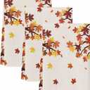 Fall Kitchen Towels Set of 3 Thanksgiving Autumn Maple Leaf Dish Towels and Dishcloths Sets Decorative Tea Towel Orange Fallen Leaves Linen Absorbent Hand Towels for Kitchen Bathroom Drying Cleaning (Beige)