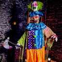 Halloween Animatronics 6 Ft Standing Clown - 72 Inch Animated Scary Talking Decoration with Sound Activated, Creepy Voice, Spooky Move, Light-Up Eyes, Haunted Horror Prop for Indoor, Outdoor, Yard
