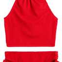 Kanu Surf Girls Daisy UPF 50 Beach Sport Halter Tankini 2-Piece Swimsuit (6X, Popcorn Solid Red)
