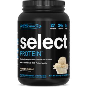 PEScience Select Protein Powder, Whey and Casein Blend, Clean Protein Powder for Women and Men, Low Calorie, Low Carb, Keto Friendly, Gluten Free, Gourmet Vanilla, 27 Servings  Best Before 07/15/2026