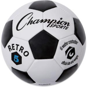 Champion Sports Retro Soccer Ball, Size 5 , Black/White