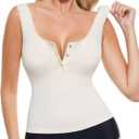 Popilush Tank Top for Women - Casual Going Out Tops Henley Shirts Square Neck Sleeveless Corset Basic Outfits Color White Size M (M)