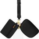 Dual Pouch Wristlet Wallets with Phone Tether Pad, Detachable Keychain Wallet for Women, Portable Coin Purse to Carry Phone, Keys, Cards, Cash, Earphones, Lipsticks