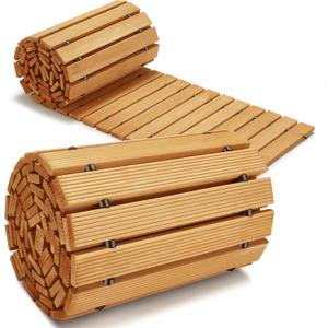 8FT Wooden Garden Pathway,Outdoor Roll Out Decorative Straight Walkway,Weather-Resistant Patio Path,Non-Slip Pavers Boardwalk for Garden, Backyard, Beach, Wedding Party Pathways (Natural)