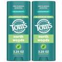 Toms of Maine North Woods Aluminum Free Natural Deodorant For Women & Men | Goes on Clear | Odor & Wetness Protection | Naturally Derived and Moisture-Locking Ingredients | 3.25 oz (2 Pack)