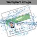 Happy Trees Badge Holder Horizontal ID Card Protector, Name Tag Badge Holders with Resealable Zip, Clear PVC Plastic Sleeves, Pass Case Credential Pouch for Office, School (50 Pack)