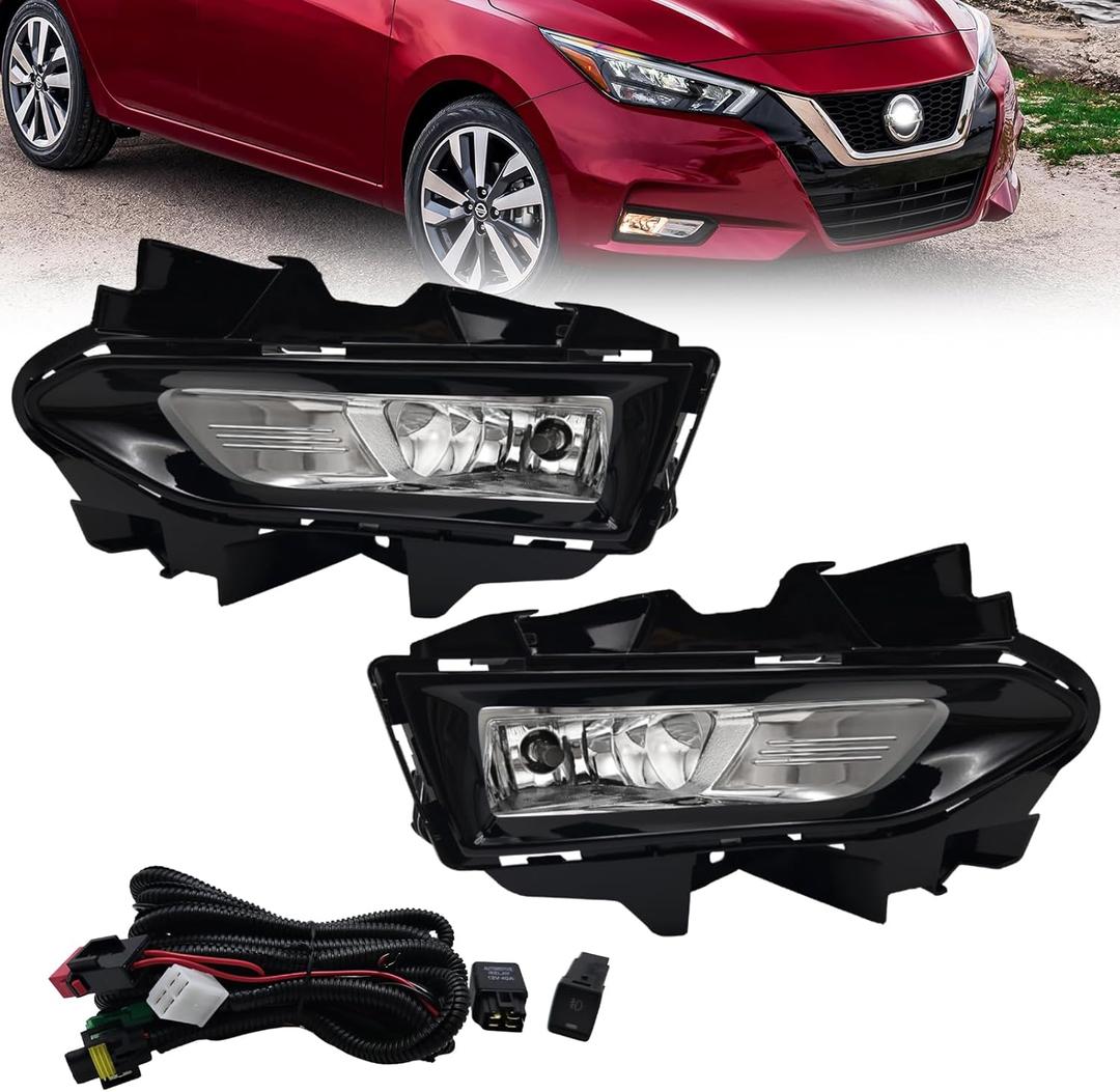 Fog Lights For 2023 2024 2025 Nissan Versa Front Bumper Fog Lamps w/Switch and Wiring Kit