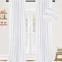100% Blackout Shield Linen Blackout Curtains 96 inches Long 2 Panels Set, Back Tab/Rod Pocket Thermal Insulated Black Out Curtains for Bedroom/Living Room, 52" W x 96" L, Bright White
