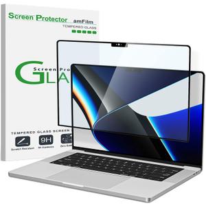 amFilm MacBook Pro 14.2 inch M5/M5 Pro/M5 Max/M4/M3/M2/M1 Chip (2021-2026) Tempered Glass Screen Protector [9H Hardness][ Anti-Scratch][ Anti-fingerprint], 1 Pack