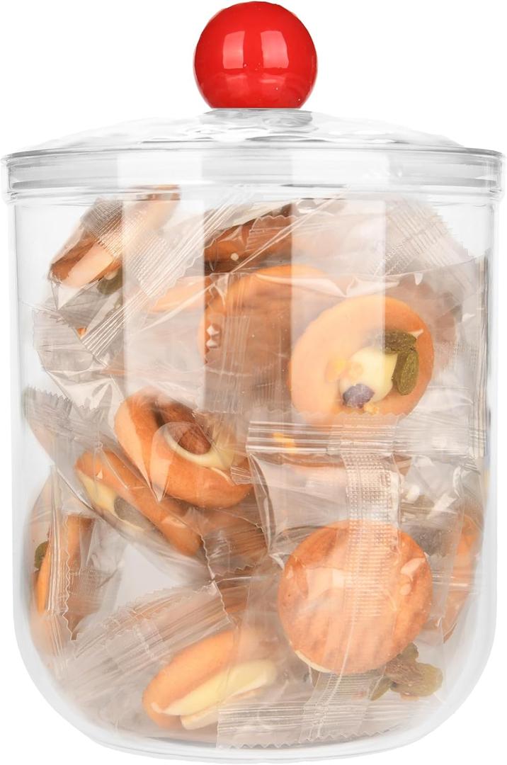 Custde 47oz Clear Plastic Candy Jar with Lid  Airtight Multi-Purpose Storage for Candy, Cookies, Coffee & More  Ideal for Kitchen, Office, Bathroom (47 fl oz)