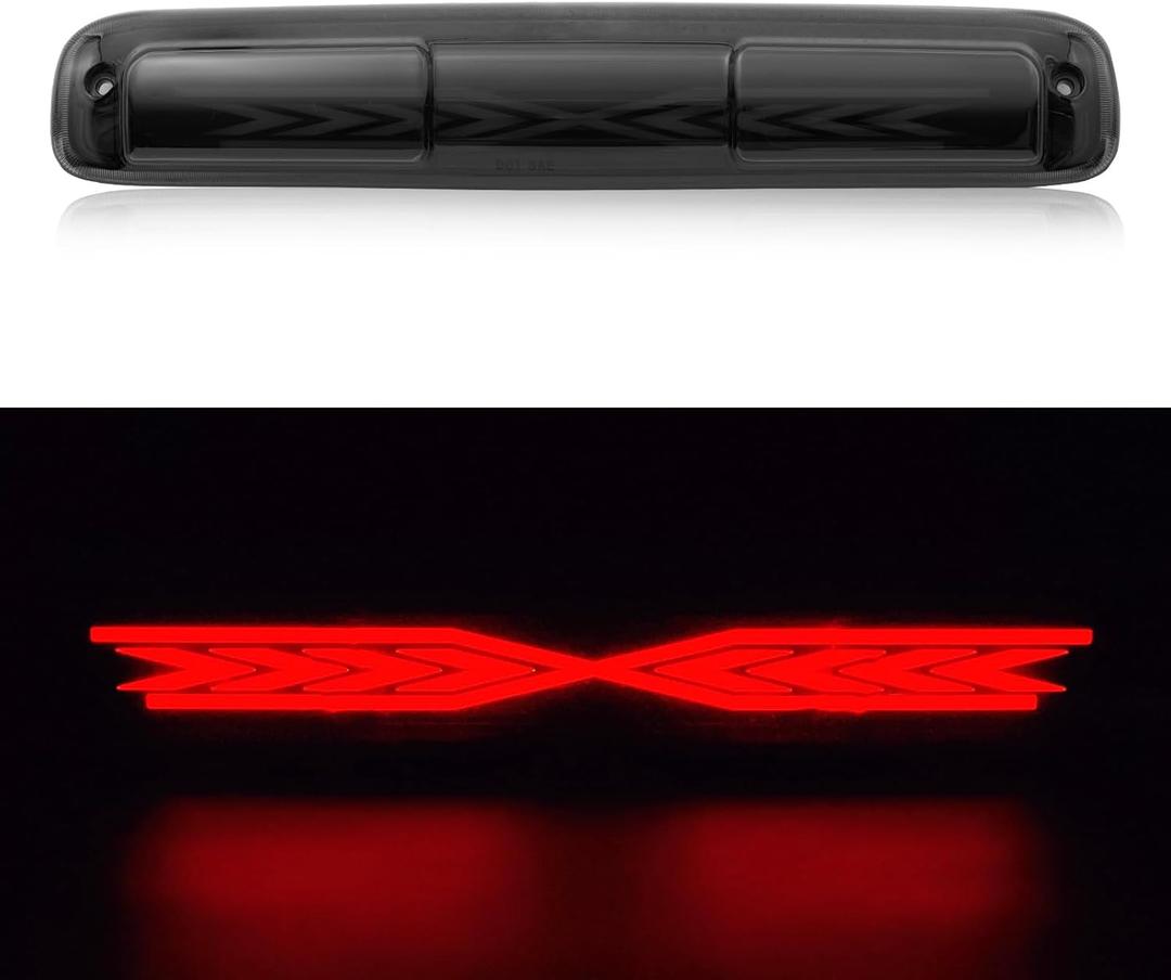 Third 3rd Brake Light, X STYLE Sequential LED High Mount Stop Light for 1999-2006 Chevy Silverado/GMC Sierra 1500 2500 3500 HD, 2007 Silverado/Sierra Classic, Rear Center Cab Roof Tail Lamp