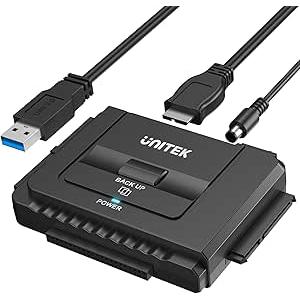 Unitek USB 3.0 to IDE and SATA Converter External Hard Drive Adapter Kit for Universal 2.5/3.5 HDD/SSD Hard Drive Disk, One Touch Backup Function, Included 12V/2A Power Adapter
