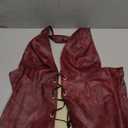 BEAUDRM Women's PU Leather Halter Tank Top Lace Up Front Crop Top Sleeveless Y2K Backless Top.M