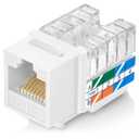 Everest 90 Angled RJ45 Cat6 Keystone Jacks 50-Pack in White - Slim Profile Female RJ45 Connectors - Cat 6 Keystone Jack - Compatible with 90 Angled Speed Termination Tool - easyJACK