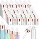 Didaey 20 Pcs Mini Glass Oil Dropper Bottle Bulk, Clear Essential Small Empty Bottles Sample Containers Perfume Liquid Vials with Cap for Traveling (1ml,2ml,3ml,5ml,Rose Gold)