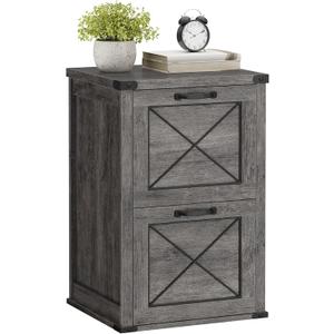 VASAGLE File Cabinet, Filing Cabinet with 2 File Drawers, Printer Stand, Fit A4, Letter Size, Hanging File Folders, Modern Farmhouse Style, for Home Office, Misty Gray UOFC048G01