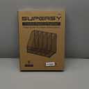 SUPEASY Desk Organizers Metal Desk Magazine File Holder with 5 Vertical Compartments Rack File Organizer for Office Desktop, Home Workspace, Black (Small)