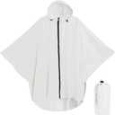 Heavy Duty Rain Poncho for Backpacking, Waterproof Lightweight for Adults, Military, Emergency, Camping, Men, Women (Round-white)