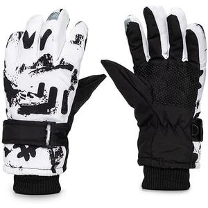 Kids-Waterproof-Ski-Snowboard-Gloves Abstract Print-Winter Warm Touchscreen-Gloves for Boys Girls for Outdoor-Sports Skiing