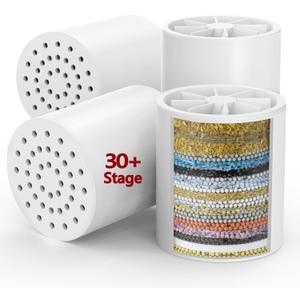 Longriver 4 Pack 33 Stage Universal Shower Filter Replacement Cartridge - Hard Water Purifier Removes Chlorine, Heavy Metals, Iron, Sediments - High Output Water Softener for Skin & Hair
