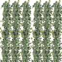 N&T NIETING 6 Pack Artificial Eucalyptus Leaf Garland, Faux Greenery Garland Decor 6 FT Summer Garland, Fake Hanging Vines Garlands for Decoration Table Mantle