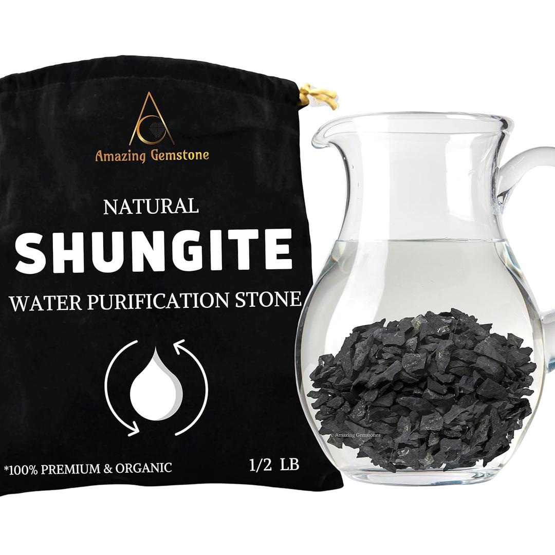 Raw Shungite Stones Crystal Rock, Real Shungite Stones for Water Purification - 10-30mm Piedra Shungite Original (1/2 lb)