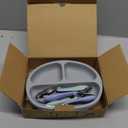 Elk and Friends Silicone Suction Plate for Babies/Toddlers + Stainless Steel Silverware Feeding Set | Divided Plate | Suction Design | Forks + Spoons Included | 3 Pack (With Cutlery, Green/Blue/Orange)