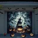 Preboun 7 x 8 ft Halloween Garage Door Cover Decorations Witch Cauldron Banner Hanging Halloween Single Garage Door Banner Horror Night Backdrop Decor for Outdoor Indoor Home Party
