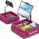 KDD Tablet Pillow Holder - 360°Adjustable iPad Pillow Stand for Lap, Bed and Desk - Gooseneck Tablet Soft Pad Dock with Storage Tray and Pocket Compatible with iPad Pro 12.9, Air Mini, Phone,(Purple)