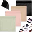 Ouligay 4PCS Small Snap Closure Pouches for Purse Waterproof Leather Portable Mini Makeup Bag Small Travel Organizer Pouch Little Cosmetic Bags for Women Multicolor