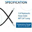 Heroson15611-04-04RW Hydraulic Hose Assembly 1/4 ”,Hydraulic Hose with Male NPT X Male NPT,，5800PSI，24 ”Long,Black