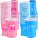 Norme 120 Pcs Gender Reveal Plastic Cups Team Boy Team Girl Disposable Blue Pink Plastic Cups Gender Reveal Party Supplies for Beverage Drink Tableware(16 oz)