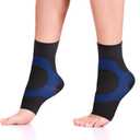 Wanderlust Plantar Fasciitis Sleeves - Open Toe Compression Socks With KT Tape (Blue, L)