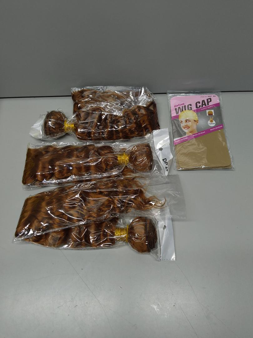 Pack Of 3 Wigs (20, 22 And 24 Inches) And Pack Of 2 Wig Caps