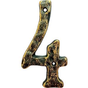 2 x 5.5 Inch Cast Iron House Numbers - Hammered Finish Mailbox Numbers - Metal Address Plaque Numerals - Weatherproof, Easy to Install, Soild Home Decor/Number 4
